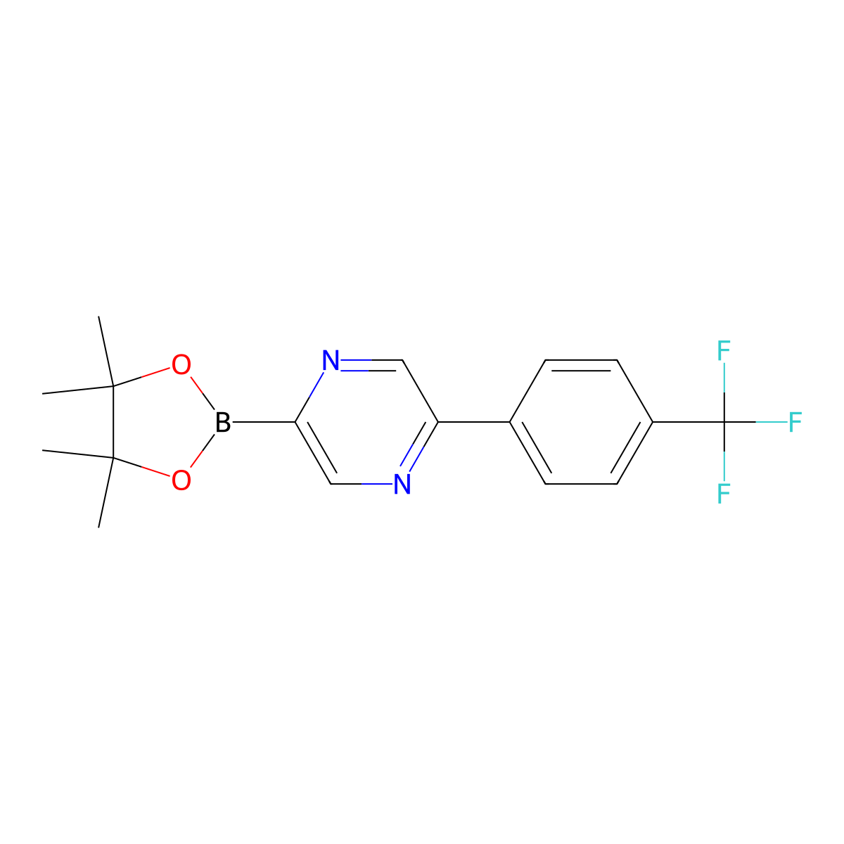 5-(4-Trifluoromethylphenyl)pyrazine-2-boronic acid pinacol ester molecular structure, CAS 1402233-81-1
