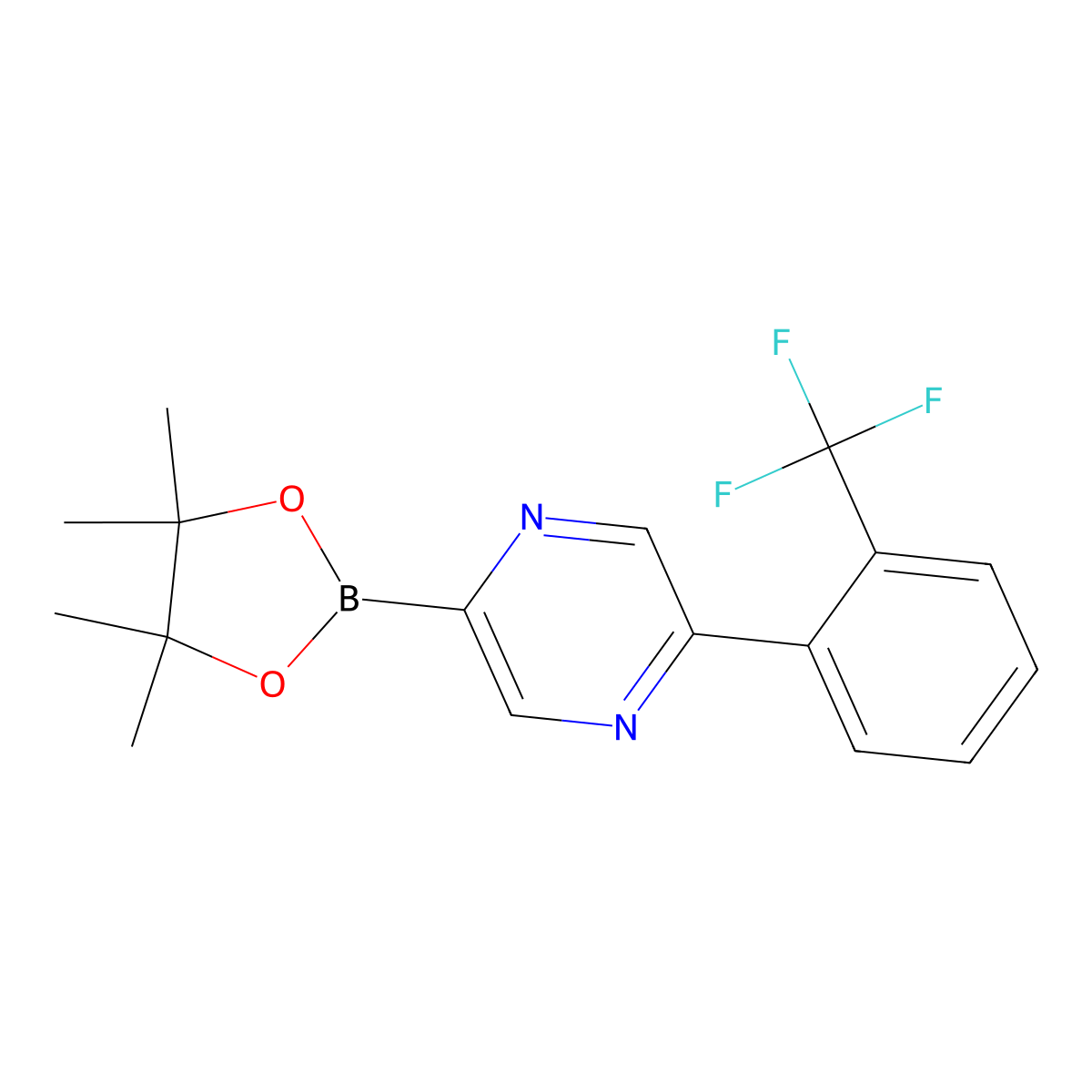 5-(2-Trifluoromethylphenyl)pyrazine-2-boronic acid pinacol ester molecular structure, CAS 1402233-84-4