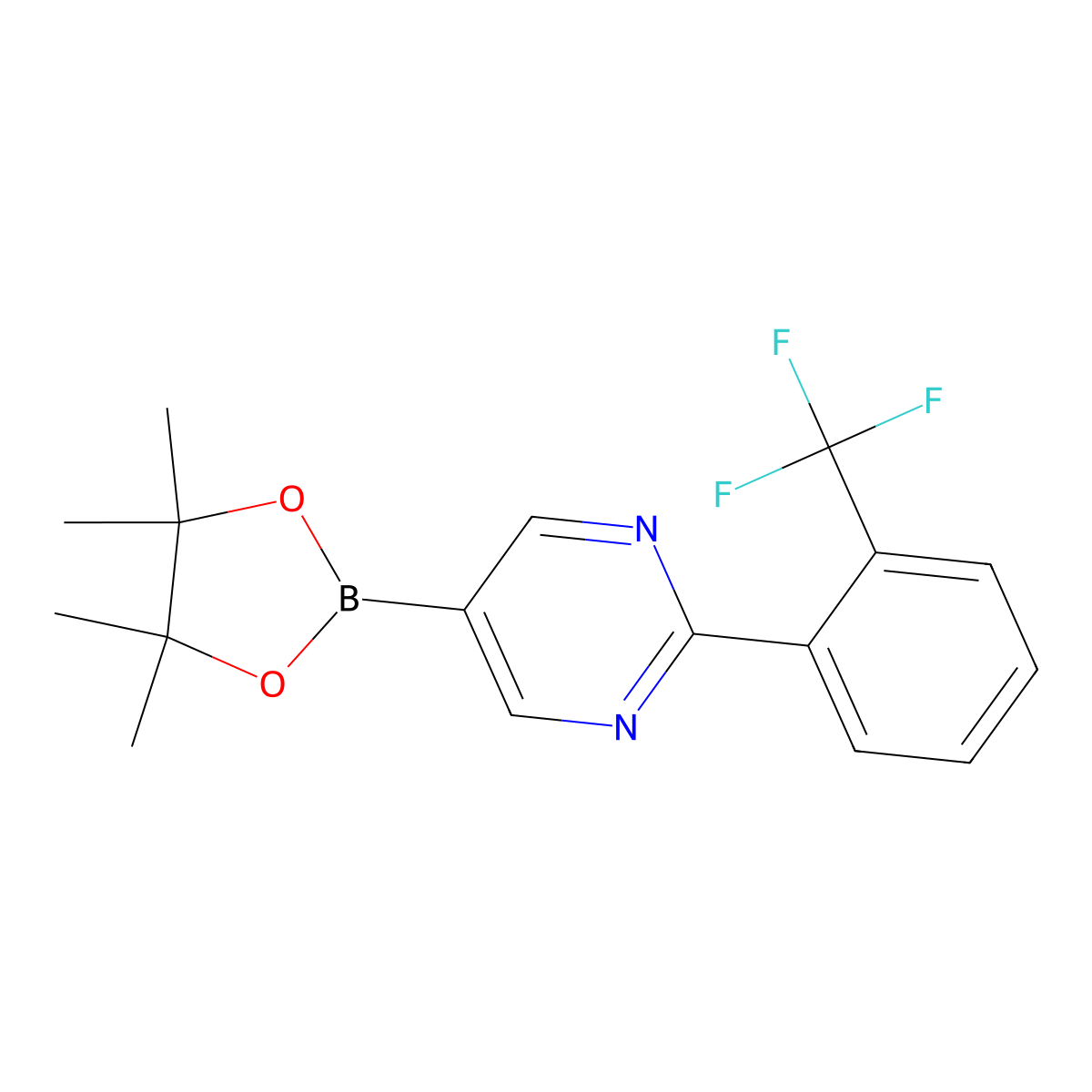 2-(2-Trifluoromethylphenyl)pyrimidine-5-boronic acid pinacol ester molecular structure, CAS 1402233-88-8