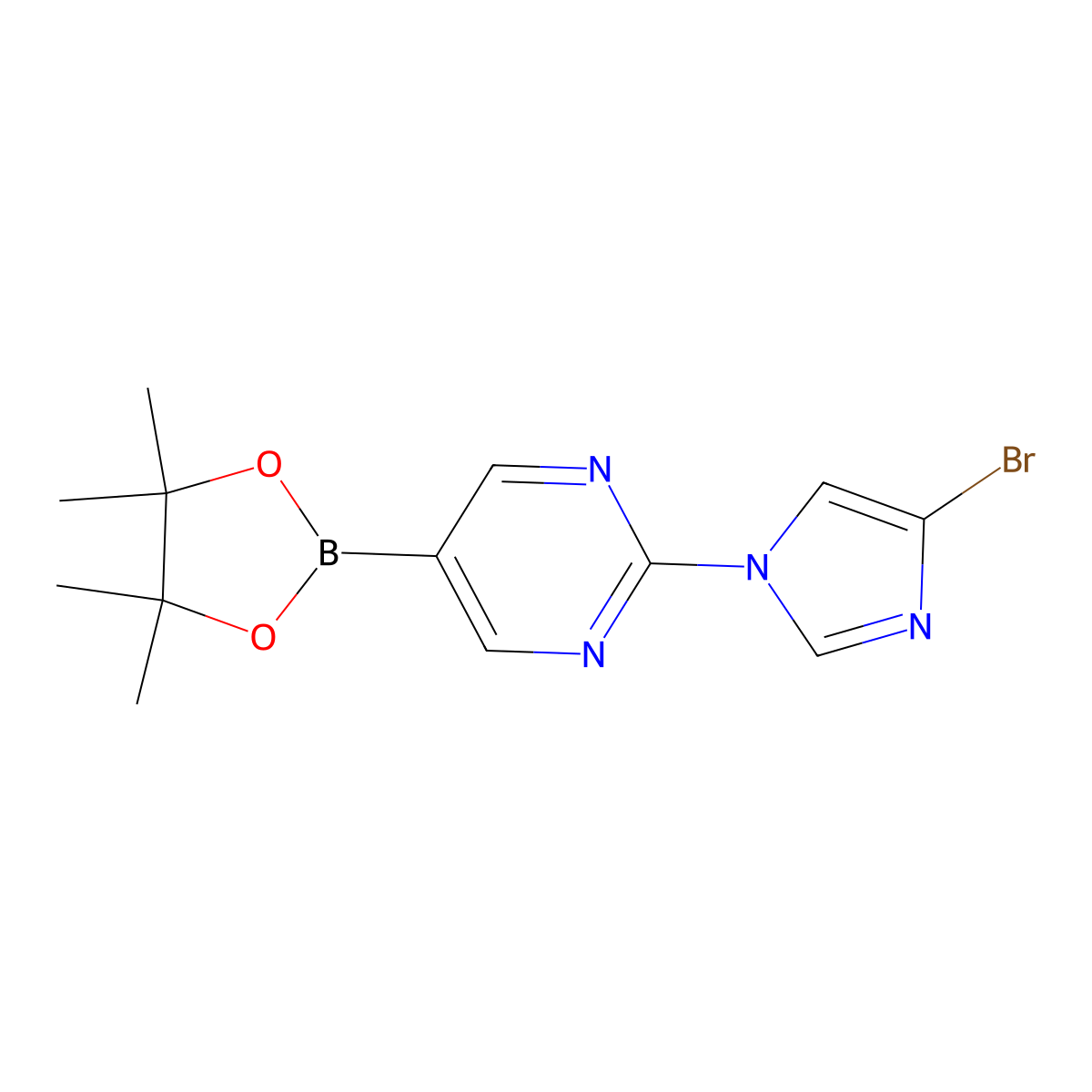 2-(4-Bromoimidazol-1-yl)pyrimidine-5-boronic acid pinacol ester molecular structure, CAS 1402233-91-3