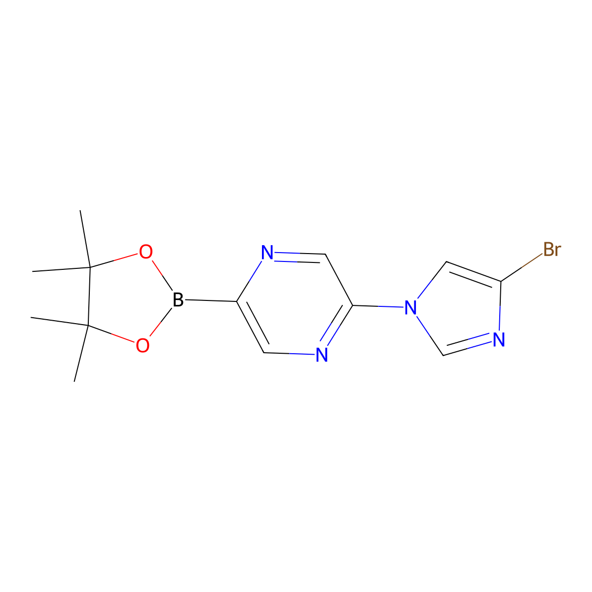 5-(4-Bromoimidazol-1-yl)pyrazine-2-boronic acid pinacol ester molecular structure, CAS 1402233-94-6