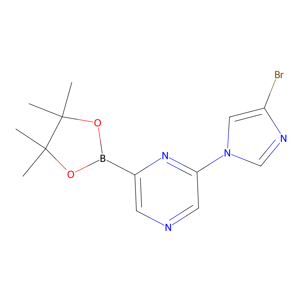 6-(4-Bromoimidazol-1-yl)pyrazine-2-boronic acid pinacol ester molecular structure, CAS 1402233-96-8