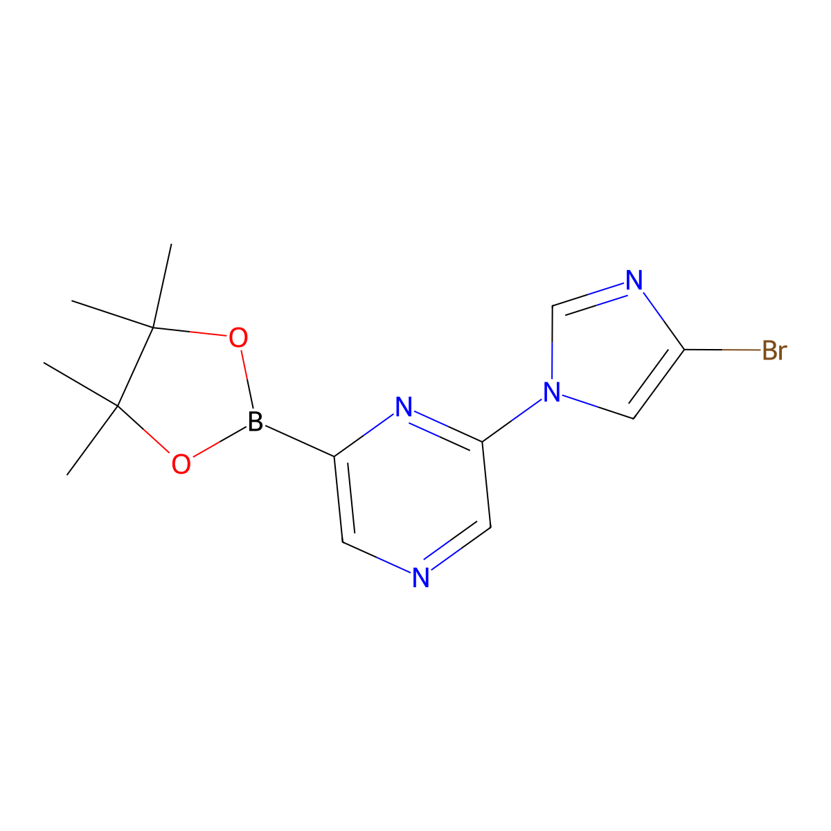6-(4-Bromoimidazol-1-yl)pyrazine-2-boronic acid pinacol ester molecular structure, CAS 1402233-96-8