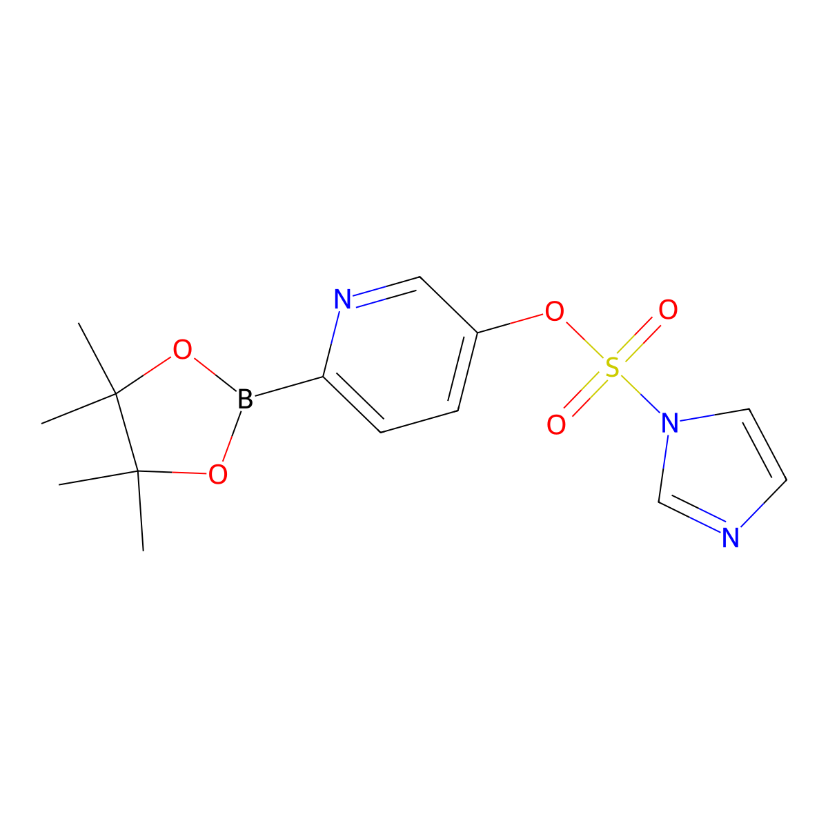 5-[(Imidazol-1-yl)sulfonyl]oxypyridine-2-boronic acid pinacol ester molecular structure, CAS 1402233-98-0