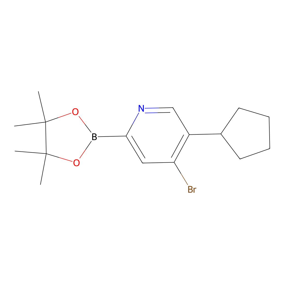 4-Bromo-5-(cyclopentyl)pyridine-2-boronic acid pinacol ester molecular structure, CAS 1402234-00-7
