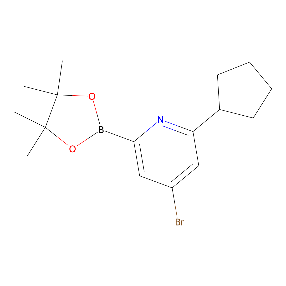 4-Bromo-6-(cyclopentyl)pyridine-2-boronic acid pinacol ester molecular structure, CAS 1402234-02-9