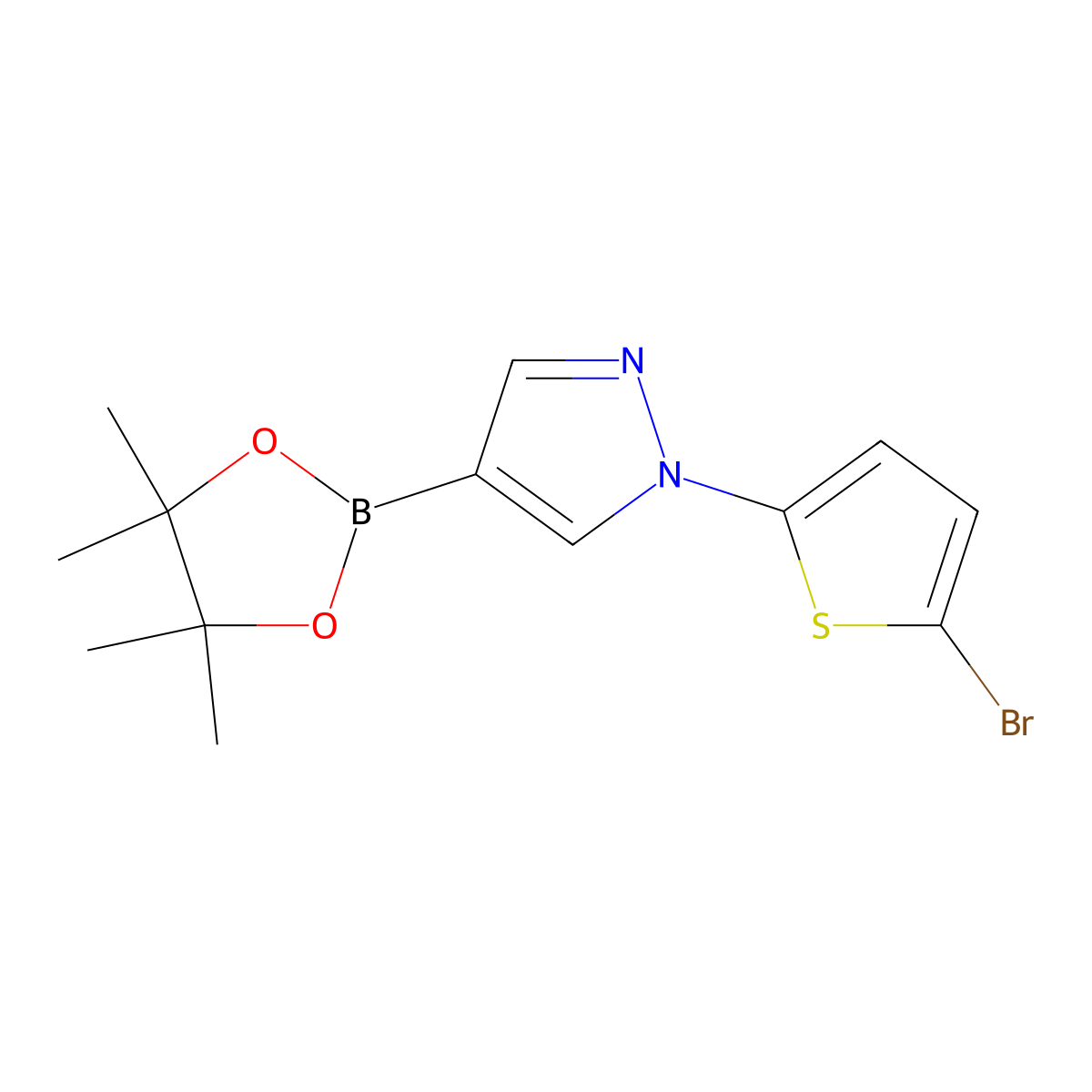 1-(5-Bromo-2-thienyl)-1H-pyrazole-4-boronic acid pinacol ester molecular structure, CAS 1402234-09-6
