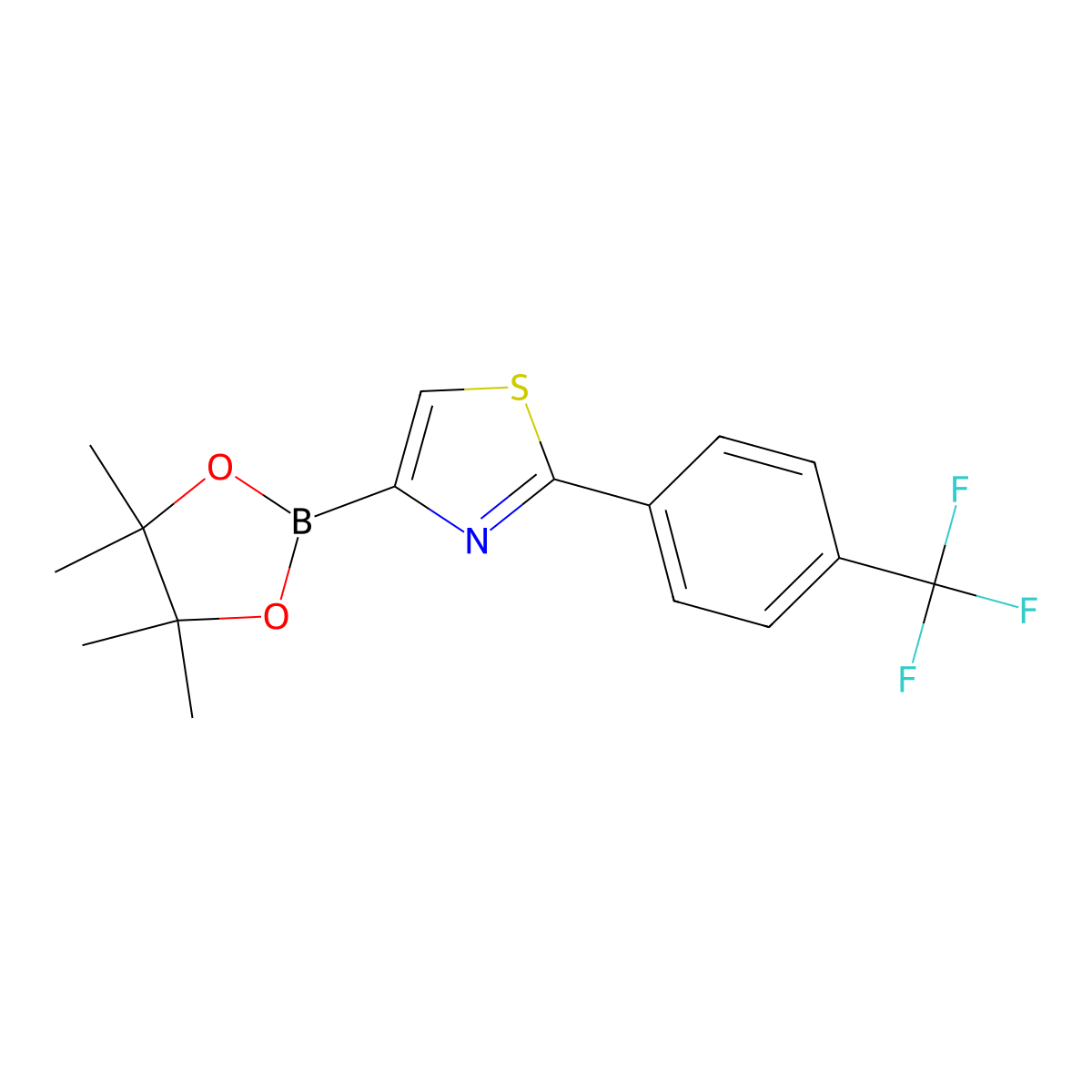 4-(4,4,5,5-Tetramethyl-1,3,2-dioxaborolan-2-yl)-2-(4-(trifluoromethyl)phenyl)thiazole molecular structure, CAS 1402237-79-9