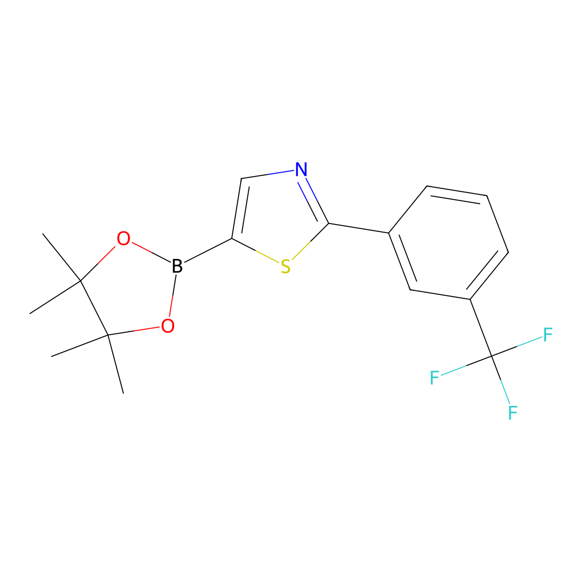 5-(4,4,5,5-Tetramethyl-1,3,2-dioxaborolan-2-yl)-2-(3-(trifluoromethyl)phenyl)thiazole molecular structure, CAS 1402237-80-2