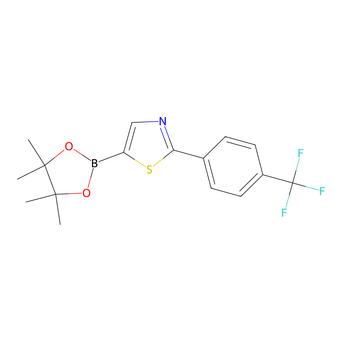 2-(4-Trifluoromethylphenyl)thiazole-5-boronic acid pinacol ester molecular structure, CAS 1402237-81-3