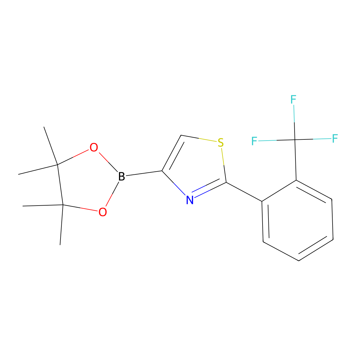 2-(2-Trifluoromethylphenyl)thiazole-4-boronic acid pinacol ester molecular structure, CAS 1402237-82-4