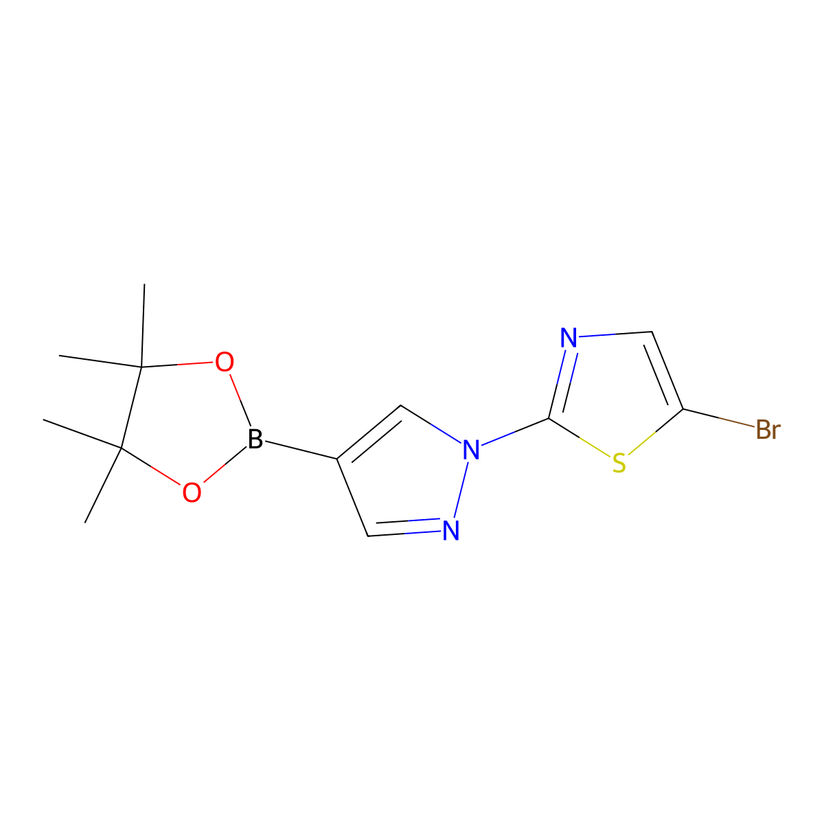 1-(5-Bromothiazol-2-yl)pyrazole-4-boronic acid pinacol ester molecular structure, CAS 1402237-84-6
