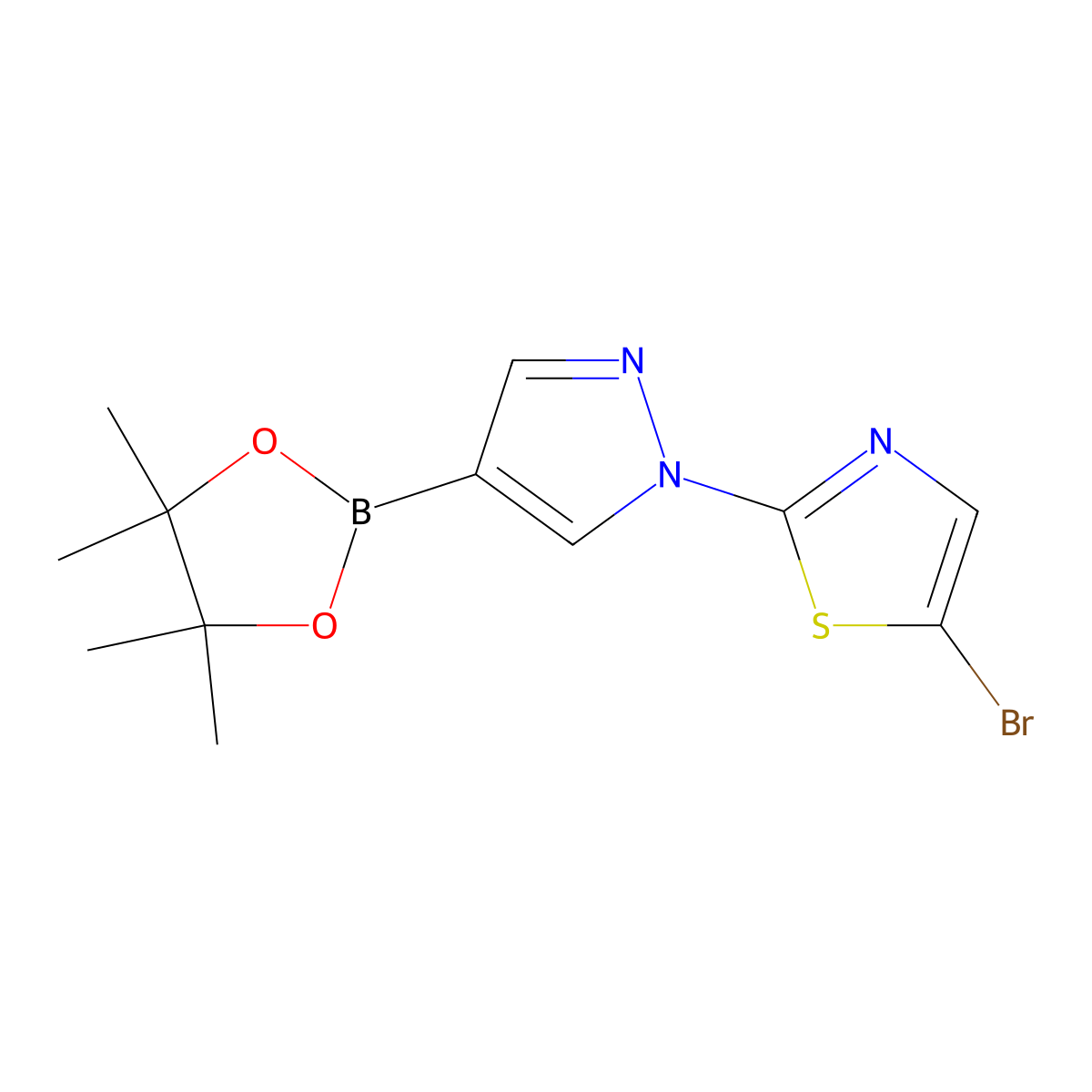1-(5-Bromothiazol-2-yl)pyrazole-4-boronic acid pinacol ester molecular structure, CAS 1402237-84-6
