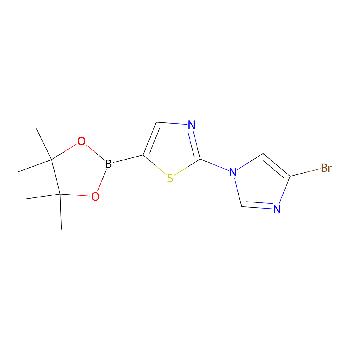 2-(4-Bromoimidazol-1-yl)thiazole-5-boronic acid pinacol ester molecular structure, CAS 1402237-85-7