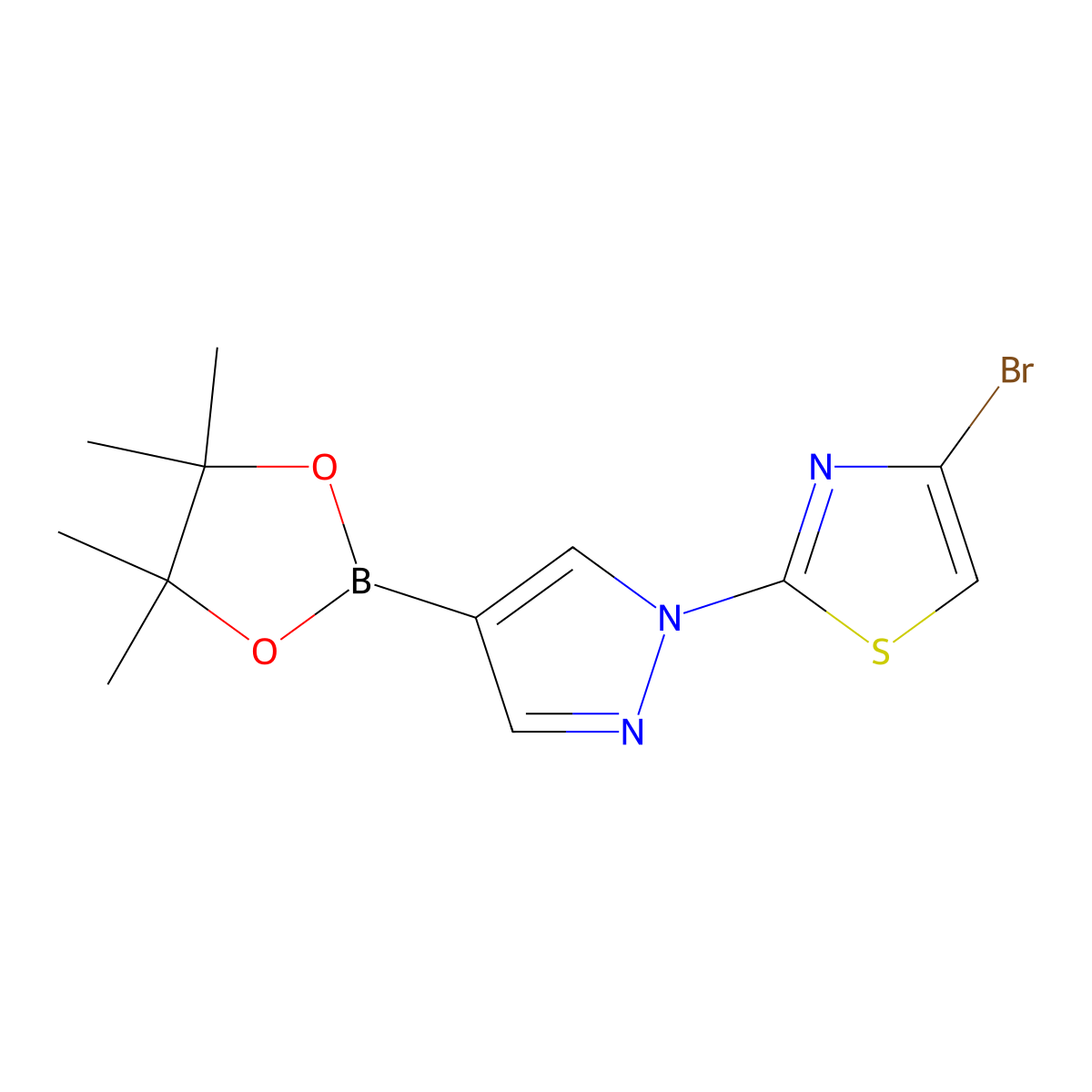 1-(4-Bromothiazol-2-yl)pyrazole-4-boronic acid pinacol ester molecular structure, CAS 1402237-86-8