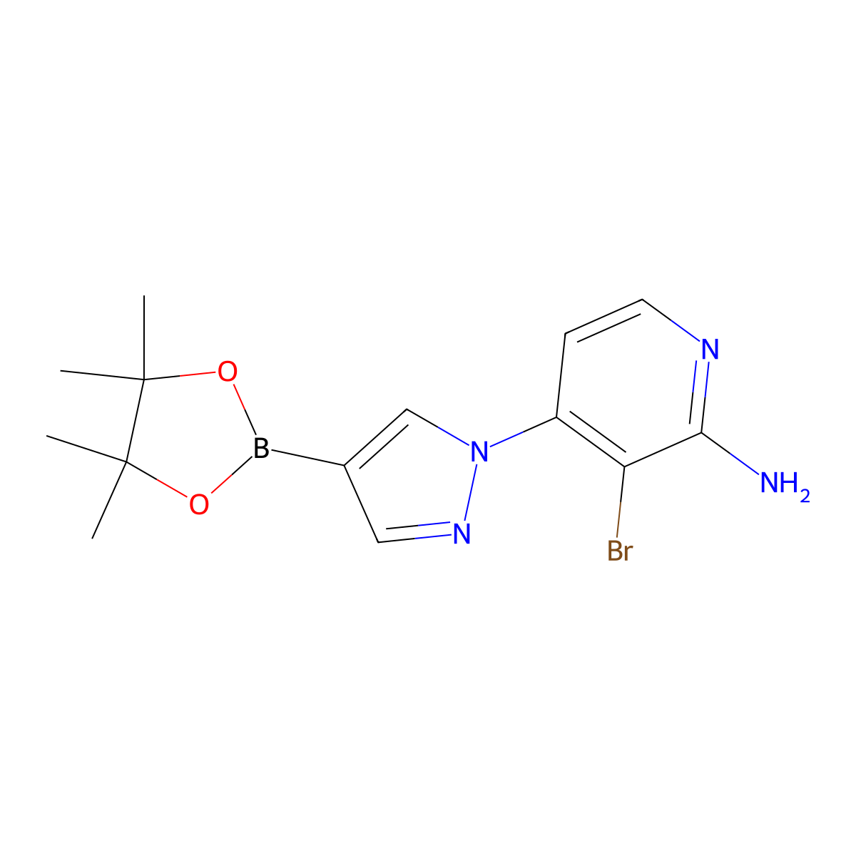 1-(2-Amino-3-bromo-4-pyridyl)pyrazole-4-boronic acid pinacol ester molecular structure, CAS 1402237-97-1