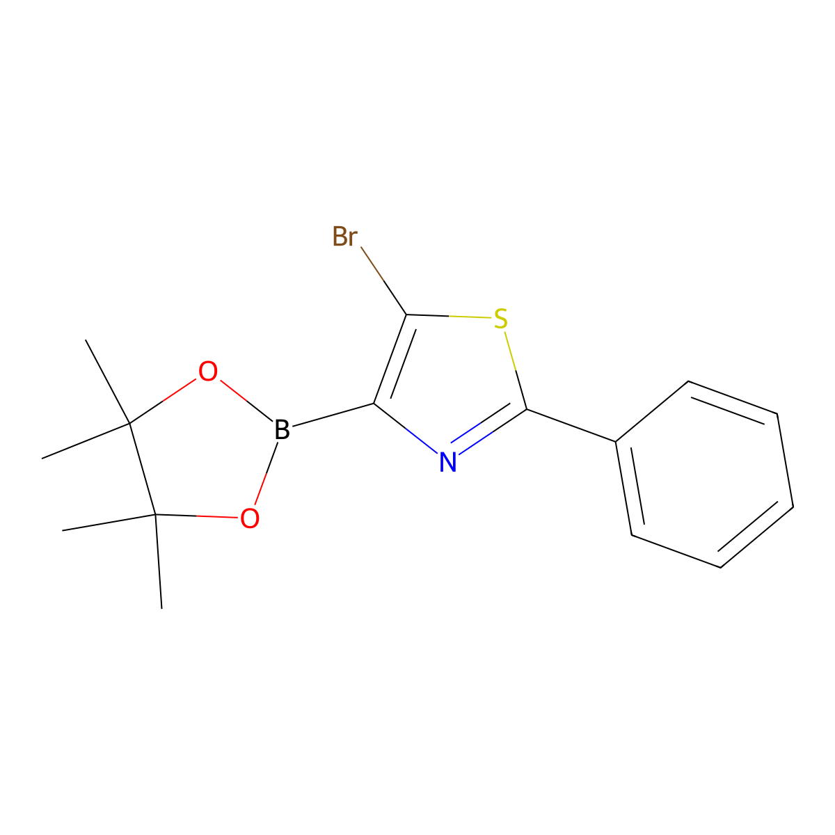 5-Bromo-2-phenylthiazole-4-boronic acid pinacol ester molecular structure, CAS 1402237-99-3