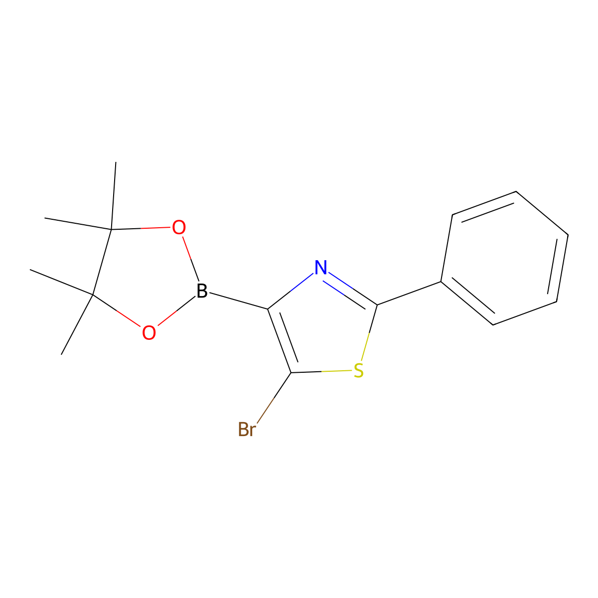 5-Bromo-2-phenylthiazole-4-boronic acid pinacol ester molecular structure, CAS 1402237-99-3
