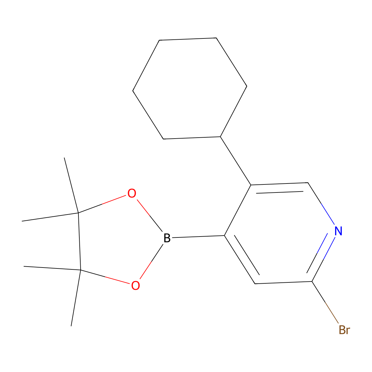 2-Bromo-5-cyclohexylpyridine-4-boronic acid pinacol ester molecular structure, CAS 1402238-01-0