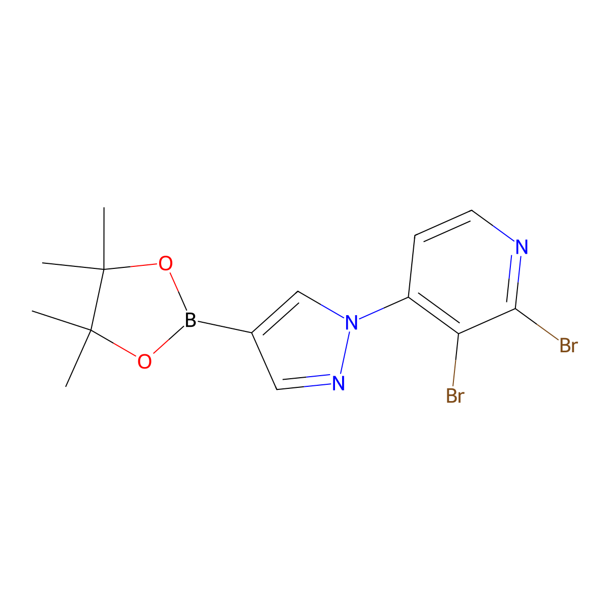 1-(2,3-Dibromo-4-pyridyl)pyrazole-4-boronic acid pinacol ester molecular structure, CAS 1402238-16-7