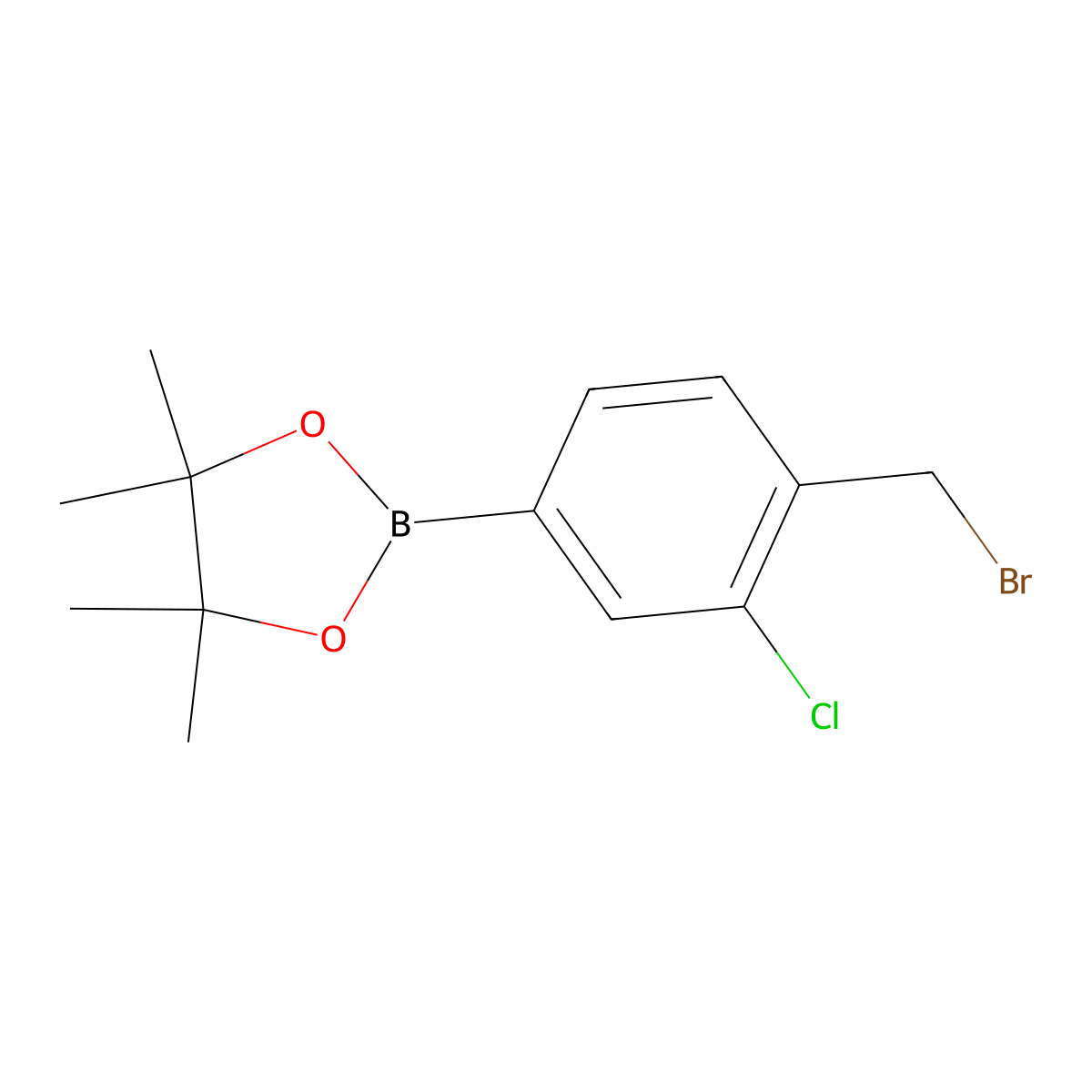 2-(4-(Bromomethyl)-3-chlorophenyl)-4,4,5,5-tetramethyl-1,3,2-dioxaborolane molecular structure, CAS 1402238-25-8
