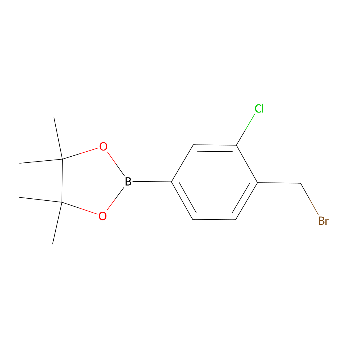 2-(4-(Bromomethyl)-3-chlorophenyl)-4,4,5,5-tetramethyl-1,3,2-dioxaborolane molecular structure, CAS 1402238-25-8
