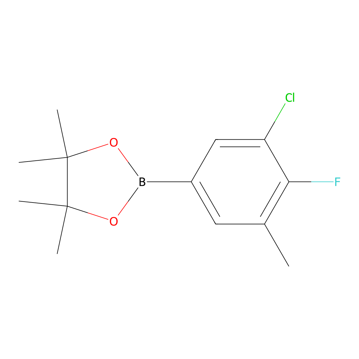 2-(3-Chloro-4-fluoro-5-methylphenyl)-4,4,5,5-tetramethyl-1,3,2-dioxaborolane molecular structure, CAS 1402238-26-9