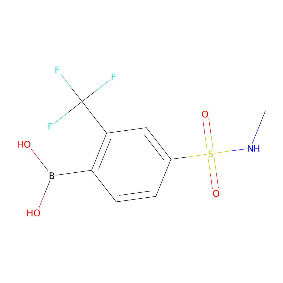 4-(N-Methylsulfamoyl)-2-trifluoromethylphenylboronic acid molecular structure, CAS 1402238-37-2