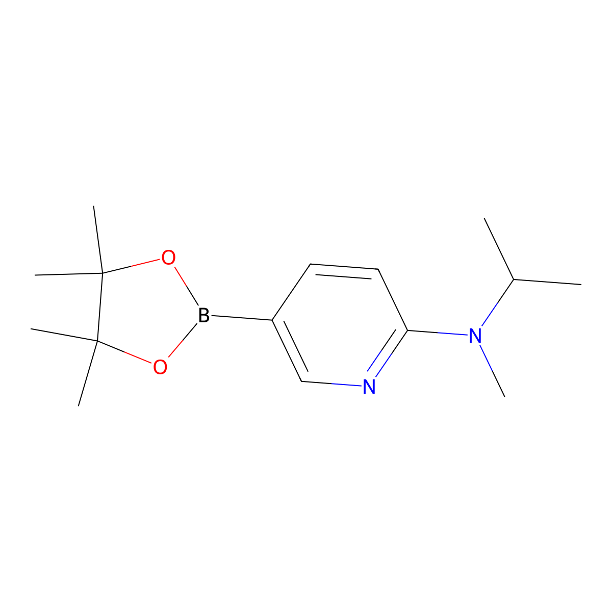 N-isopropyl-N-methyl-5-(4,4,5,5-tetramethyl-1,3,2-dioxaborolan-2-yl)pyridin-2-amine molecular structure, CAS 1402238-39-4
