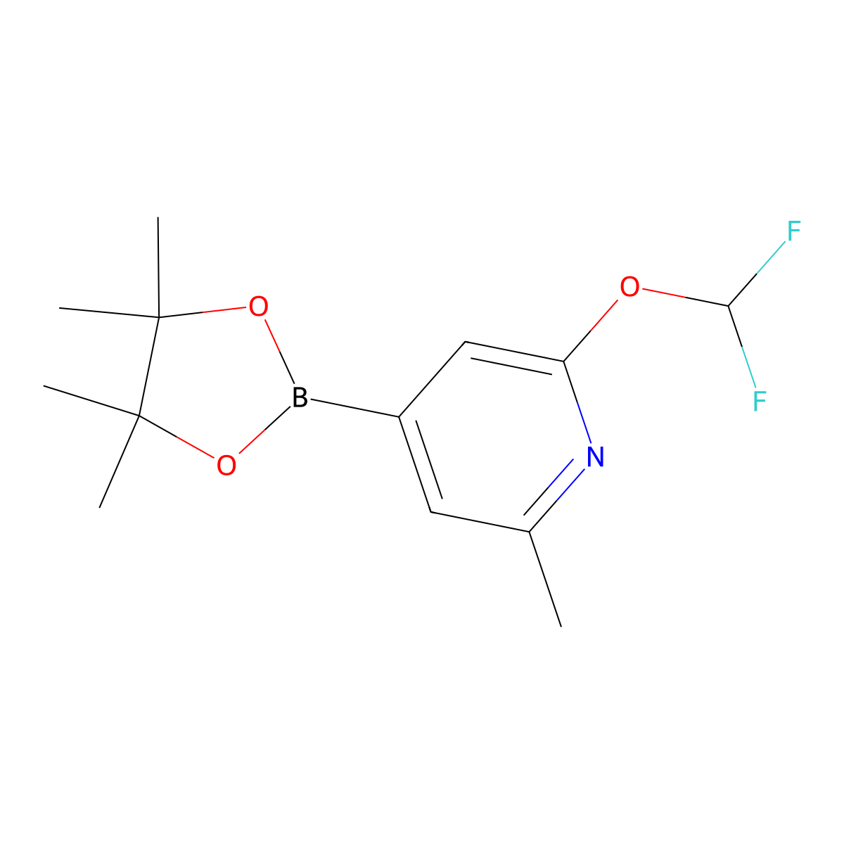 2-(Difluoromethoxy)-6-methyl-4-(4,4,5,5-tetramethyl-1,3,2-dioxaborolan-2-yl)pyridine molecular structure, CAS 1402238-41-8