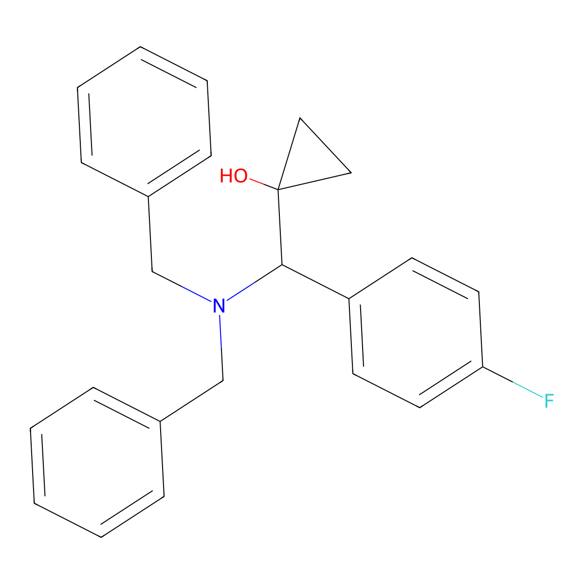 1-((Dibenzylamino)(4-fluorophenyl)methyl)cyclopropanol molecular structure, CAS 1402238-46-3