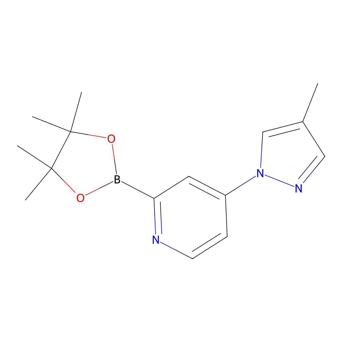 4-(4-Methyl-1H-pyrazol-1-yl)pyridine-2-boronic acid pinacol ester molecular structure, CAS 1402240-23-6