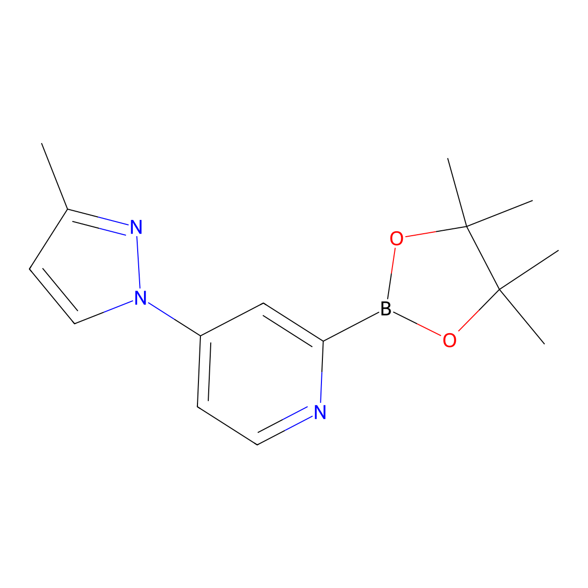 4-(3-Methyl-1H-pyrazol-1-yl)pyridine-2-boronic acid pinacol ester molecular structure, CAS 1402240-24-7