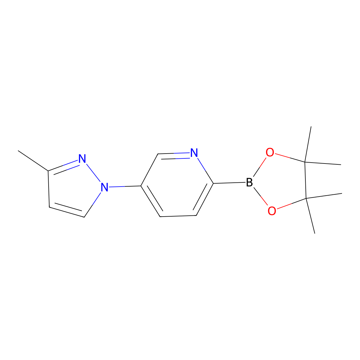 5-(3-Methyl-1H-pyrazol-1-yl)pyridine-2-boronic acid pinacol ester molecular structure, CAS 1402240-25-8