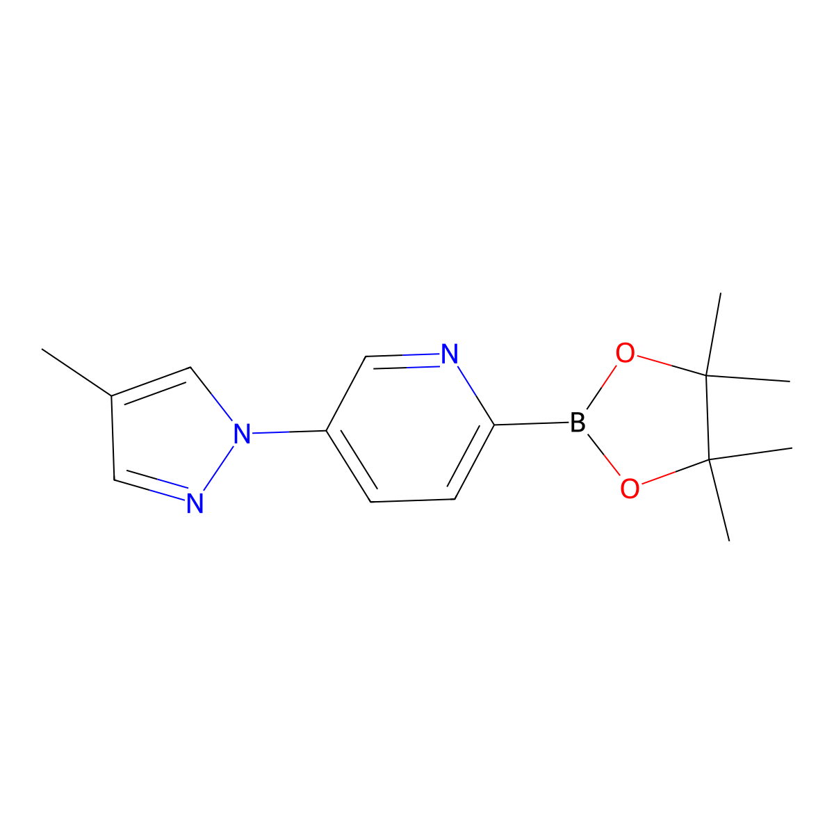 5-(4-Methyl-1H-pyrazol-1-yl)pyridine-2-boronic acid pinacol ester molecular structure, CAS 1402240-26-9
