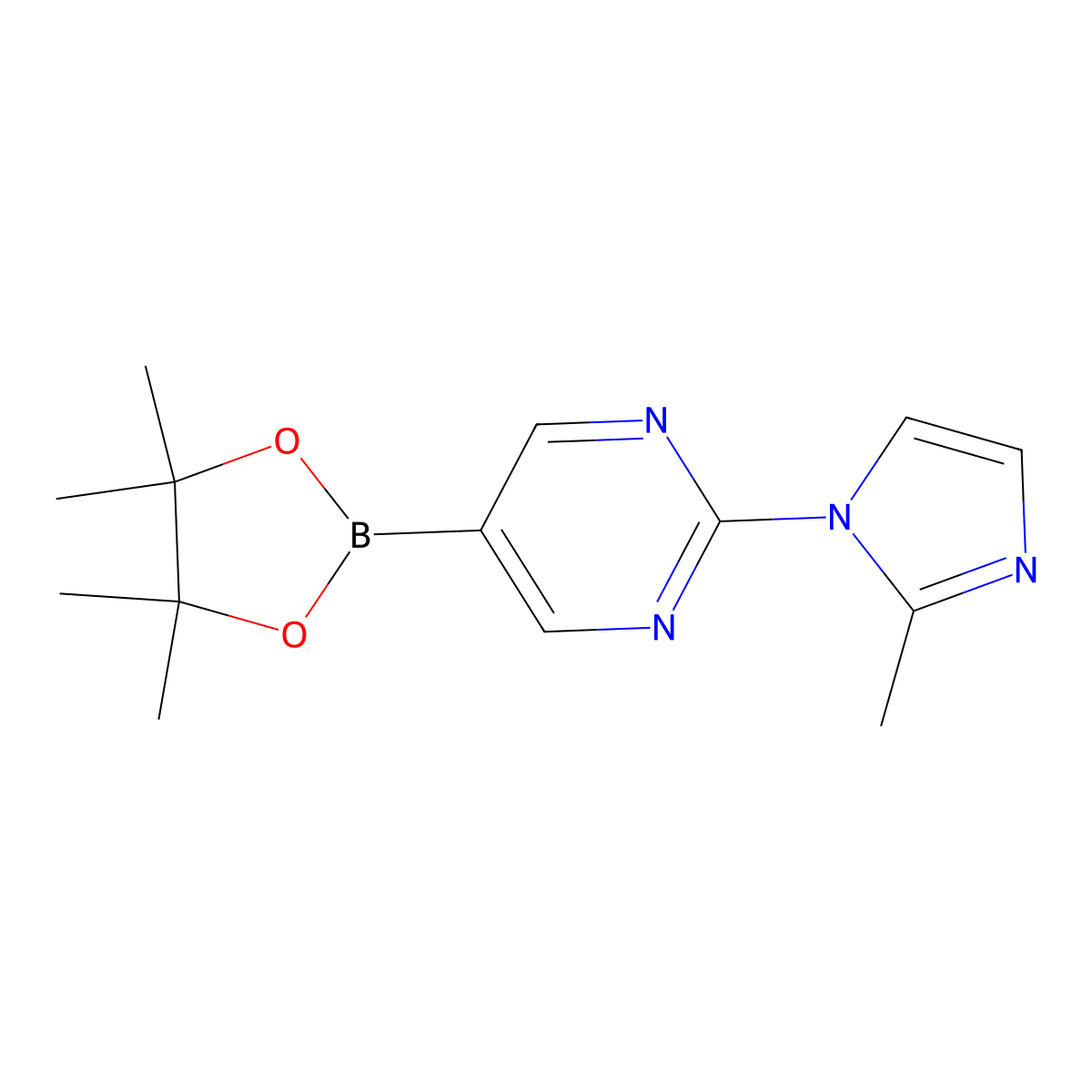 2-(2-Methyl-1H-imidazol-1-yl)-5-(4,4,5,5-tetramethyl-1,3,2-dioxaborolan-2-yl)pyrimidine molecular structure, CAS 1402240-41-8