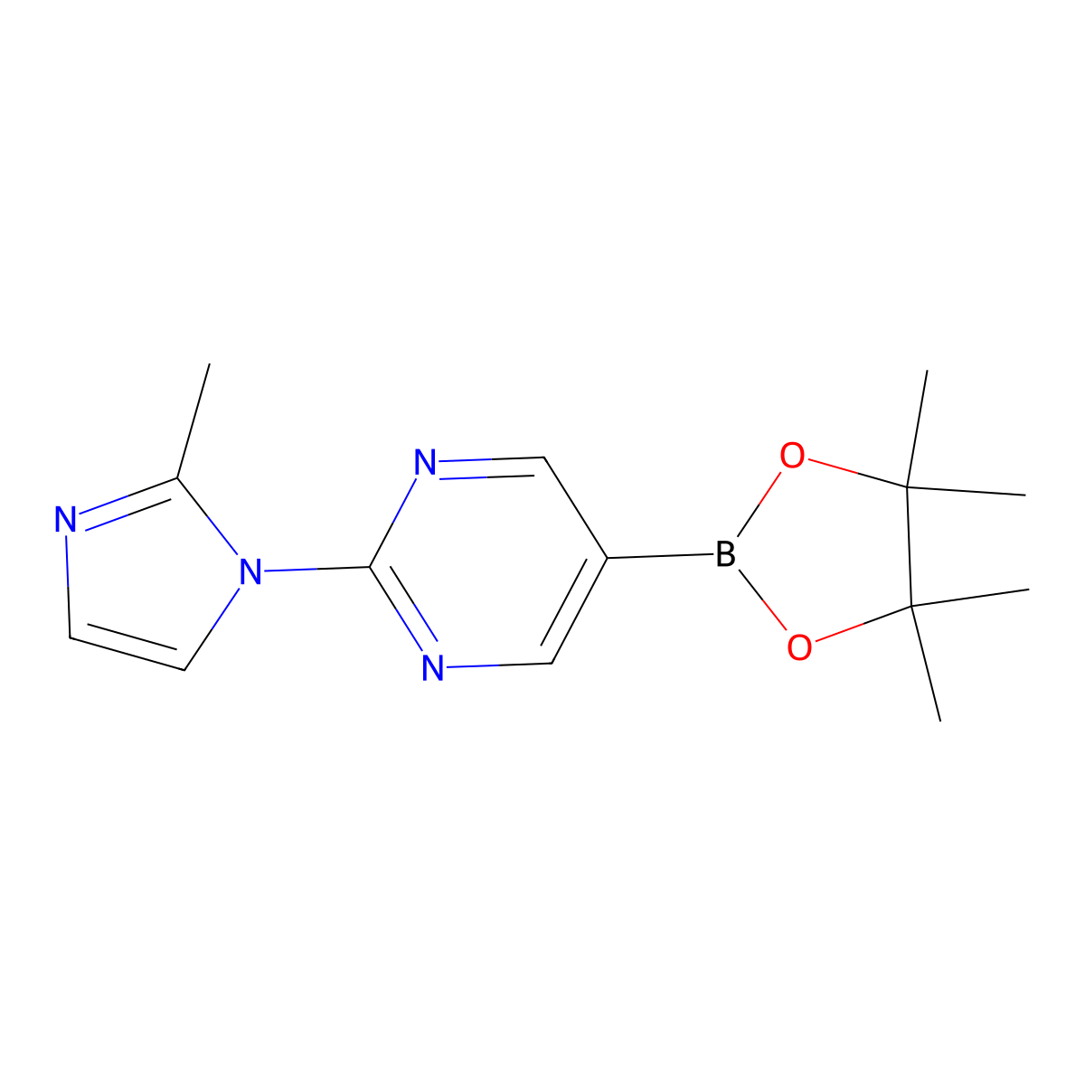 2-(2-Methyl-1H-imidazol-1-yl)-5-(4,4,5,5-tetramethyl-1,3,2-dioxaborolan-2-yl)pyrimidine molecular structure, CAS 1402240-41-8