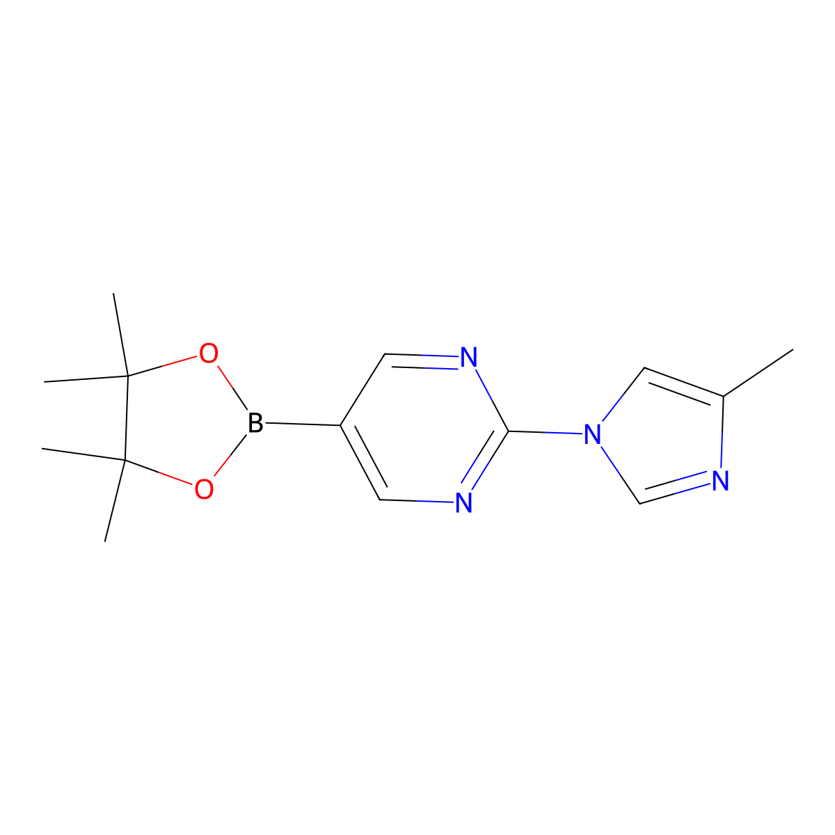 2-(4-Methyl-1H-imidazol-1-YL)-5-(4,4,5,5-tetramethyl-1,3,2-dioxaborolan-2-YL)pyrimidine molecular structure, CAS 1402240-42-9