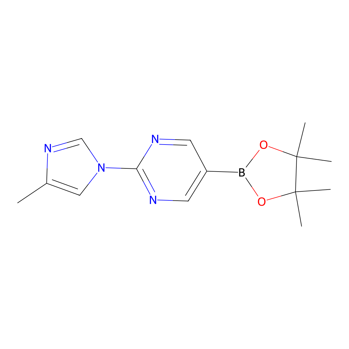 2-(4-Methyl-1H-imidazol-1-YL)-5-(4,4,5,5-tetramethyl-1,3,2-dioxaborolan-2-YL)pyrimidine molecular structure, CAS 1402240-42-9