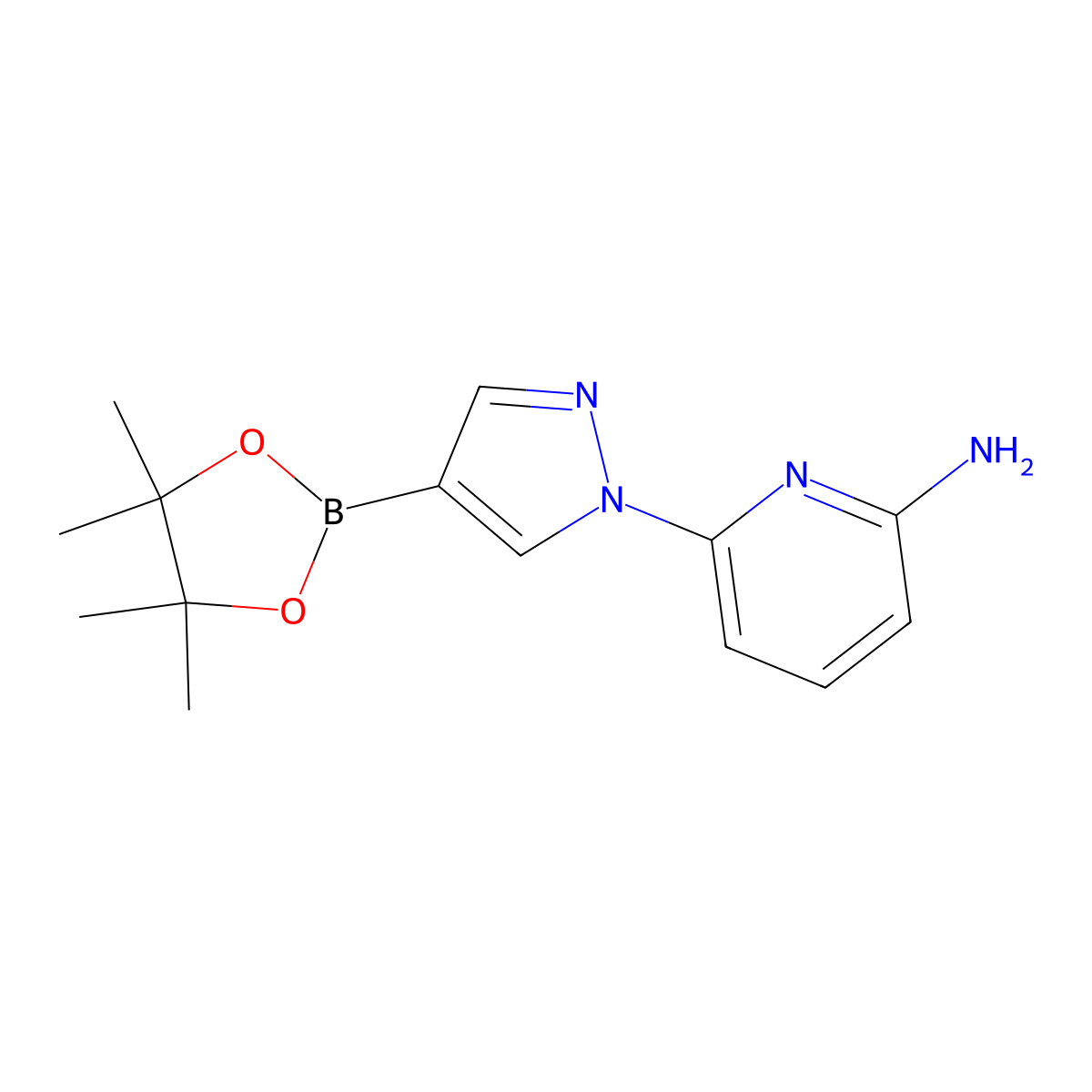 1-(6-Amino-2-pyridyl)pyrazole-4-boronic acid pinacol ester molecular structure, CAS 1402240-44-1