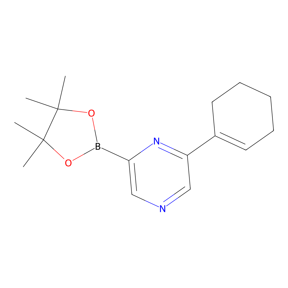 6-(Cyclohexenyl)pyrazine-2-boronic acid pinacol ester molecular structure, CAS 1402240-47-4