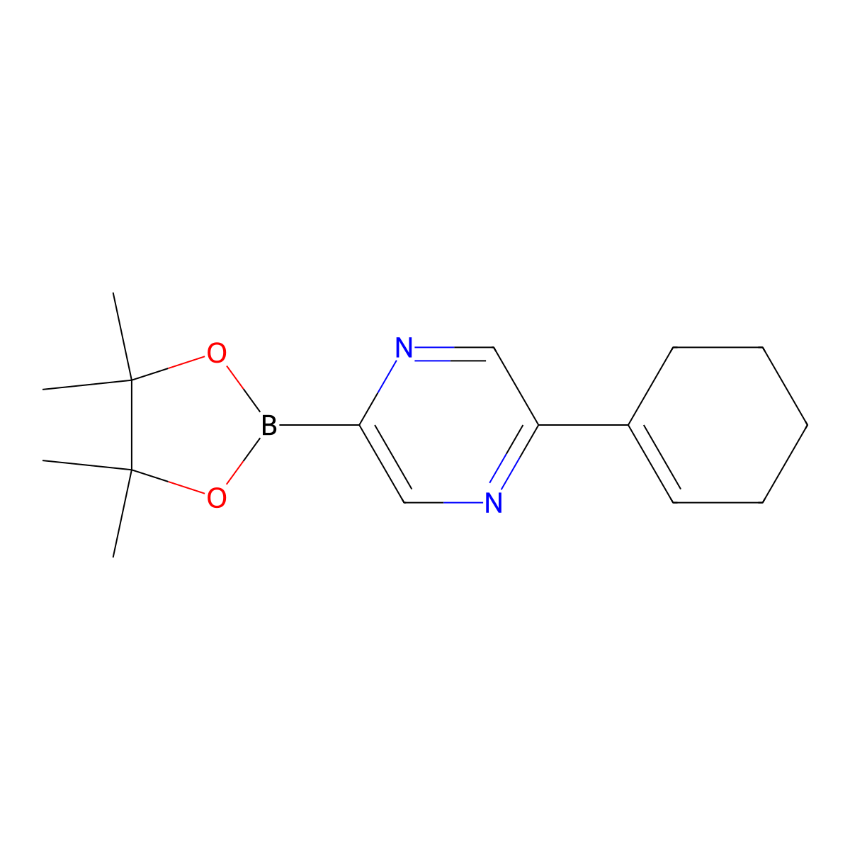 5-(Cyclohexenyl)pyrazine-2-boronic acid pinacol ester molecular structure, CAS 1402240-48-5