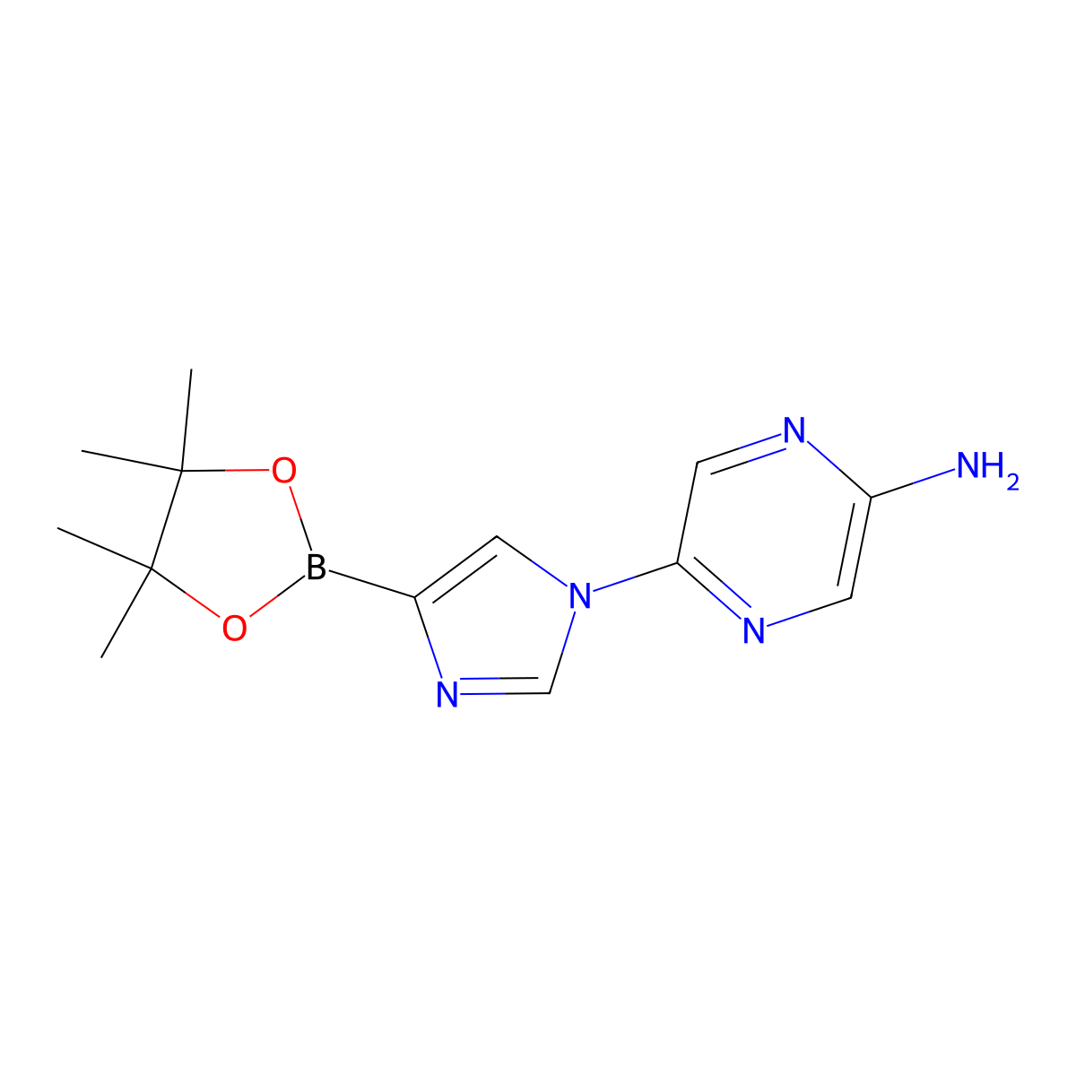 1-(5-Amino-2-pyrazyl)imidazole-4-boronic acid pinacol ester molecular structure, CAS 1402240-52-1
