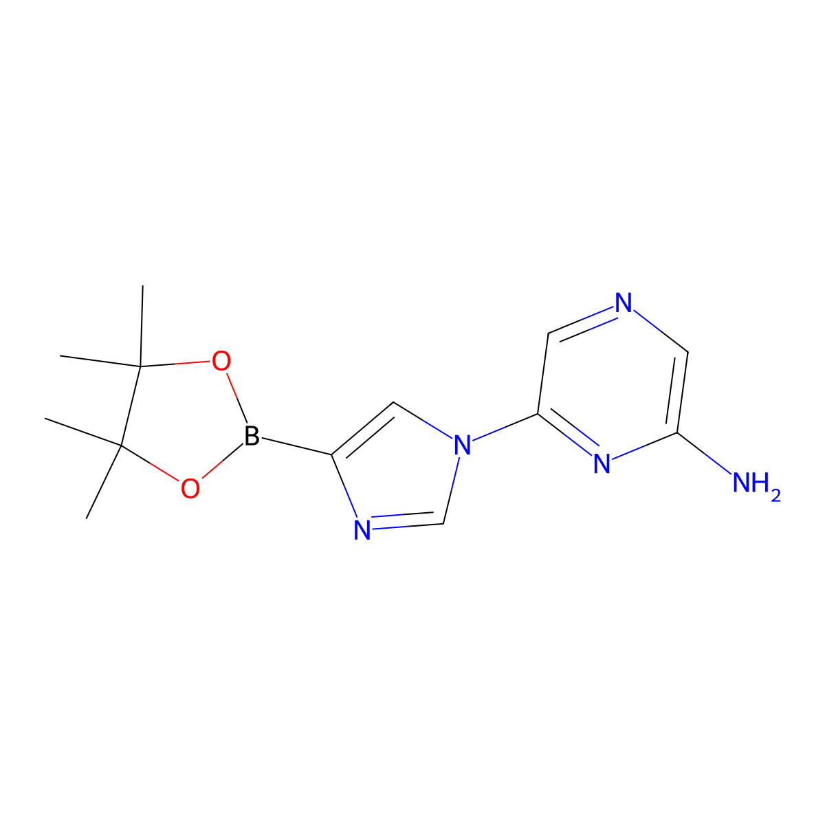 1-(6-Amino-2-pyrazyl)imidazole-4-boronic acid pinacol ester molecular structure, CAS 1402240-53-2