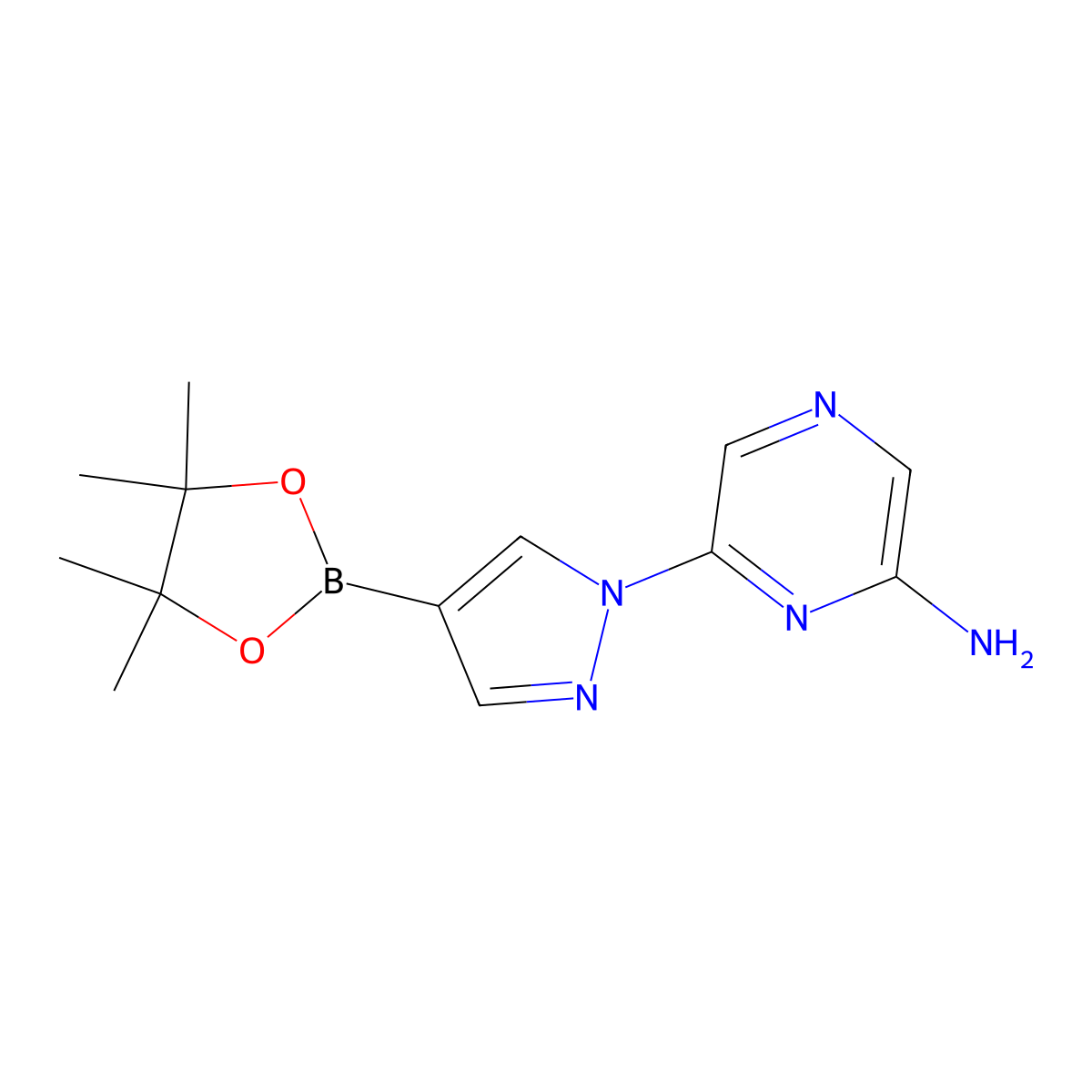 1-(6-Amino-2-pyrazyl)pyrazole-4-boronic acid pinacol ester molecular structure, CAS 1402240-54-3