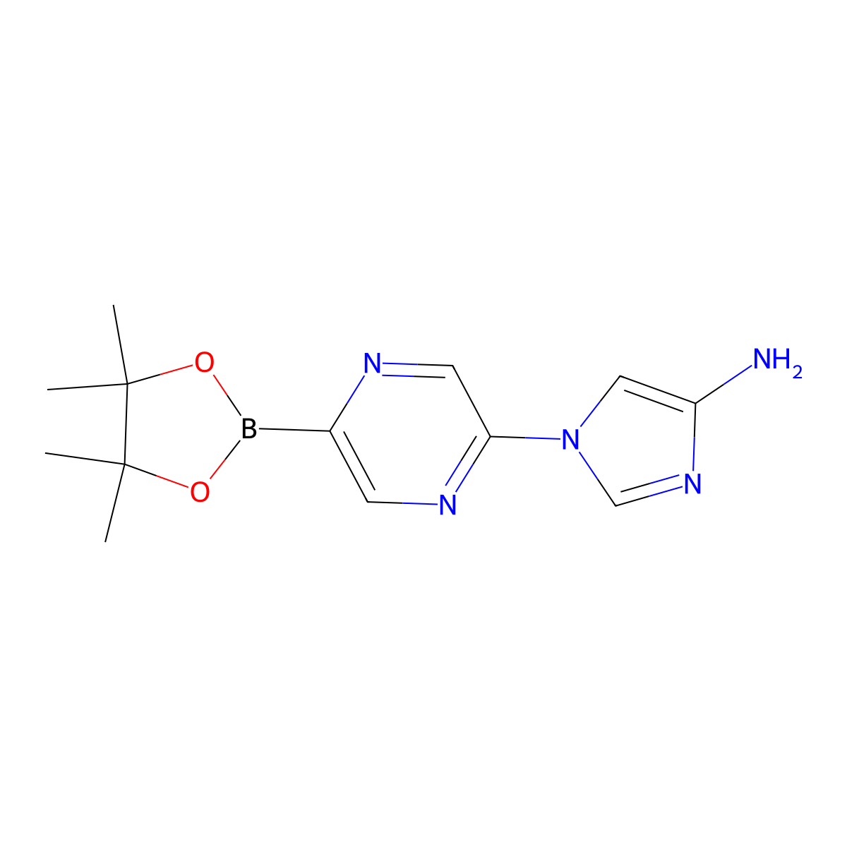 5-(4-Aminoimidazol-1-yl)pyrazine-2-boronic acid pinacol ester molecular structure, CAS 1402240-56-5