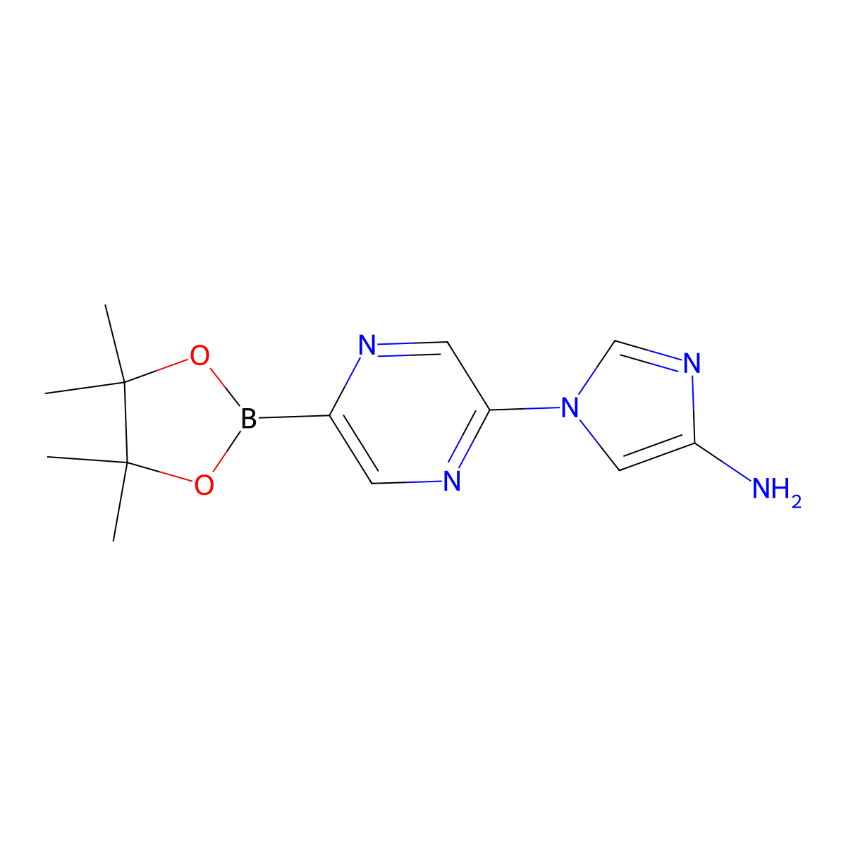 5-(4-Aminoimidazol-1-yl)pyrazine-2-boronic acid pinacol ester molecular structure, CAS 1402240-56-5