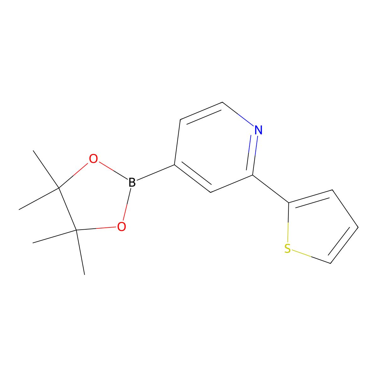 4-(4,4,5,5-tetraMethyl-1,3,2-dioxaborolan-2-yl)-2-(thiophen-2-yl)pyridine molecular structure, CAS 1402240-59-8