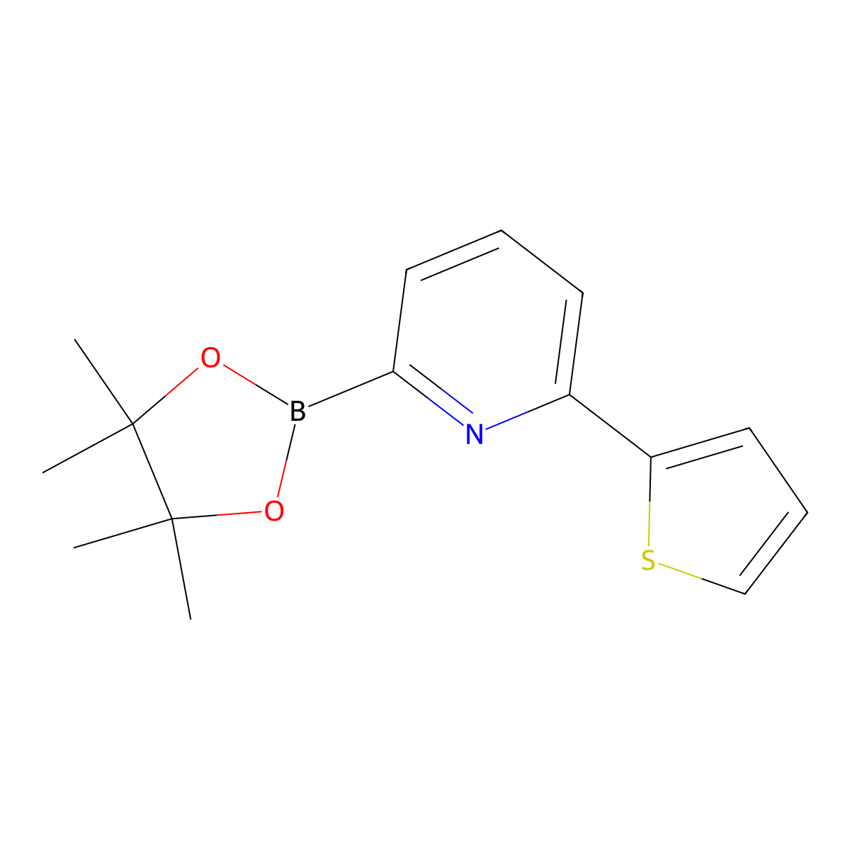 2-(4,4,5,5-Tetramethyl-1,3,2-dioxaborolan-2-YL)-6-(thiophen-2-YL)pyridine molecular structure, CAS 1402240-61-2