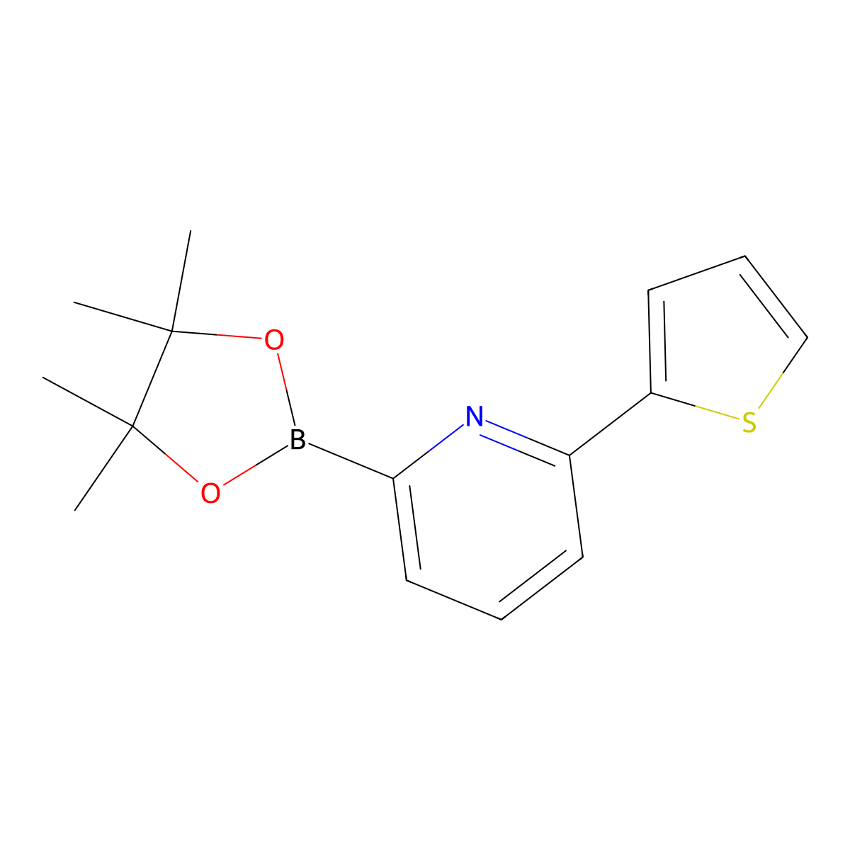 2-(4,4,5,5-Tetramethyl-1,3,2-dioxaborolan-2-YL)-6-(thiophen-2-YL)pyridine molecular structure, CAS 1402240-61-2